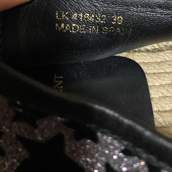 SAINT LAURENT Star Espadrilles Black and White Leather Women's EU 39 Sparkly - Picture 15 of 15